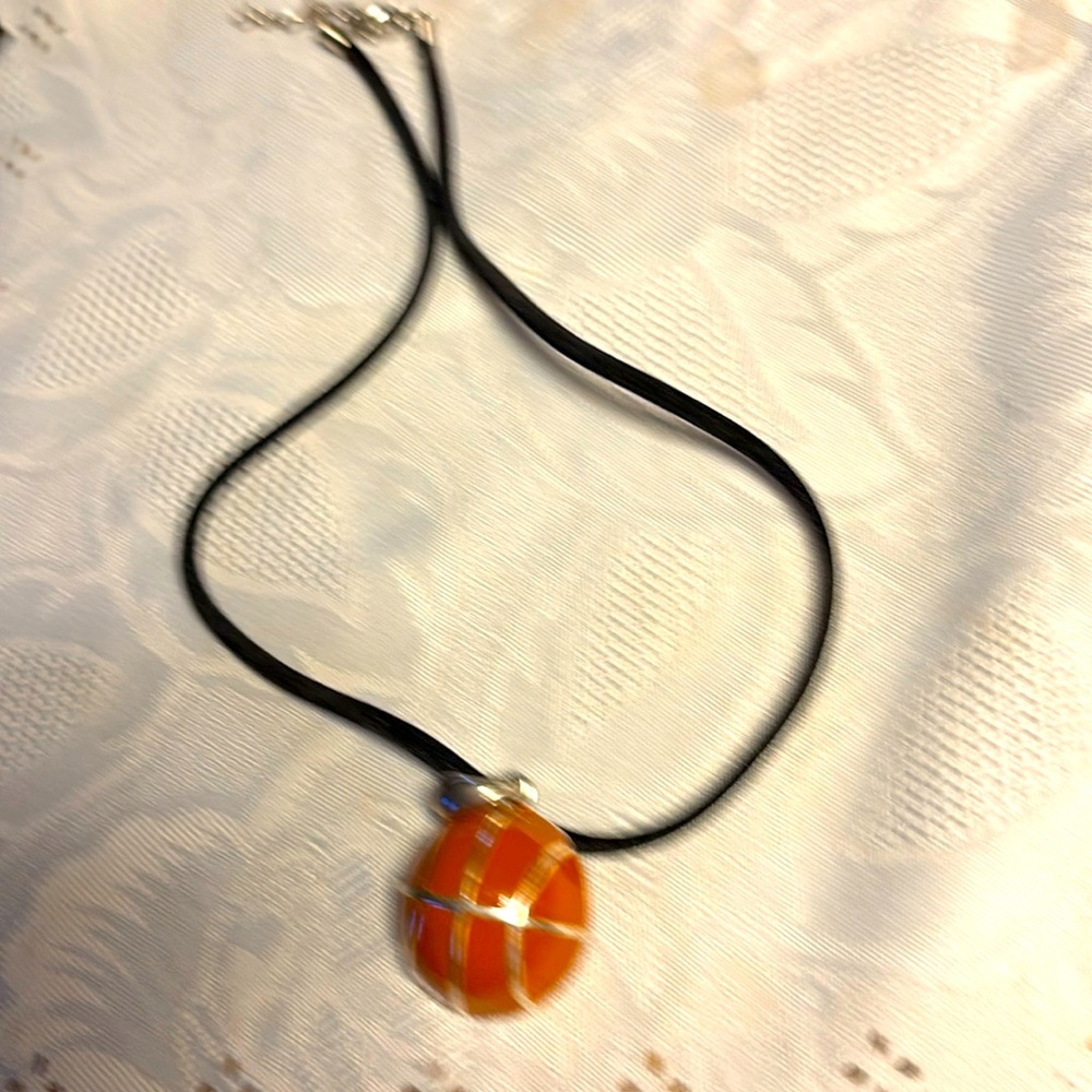 ( Any 2 for $12)Fashion silver-tone Basketballl necklace